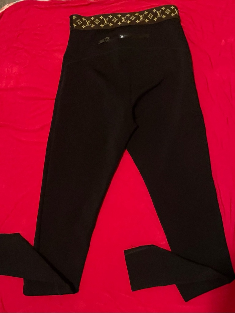 Louis Vuitton Black Stretch Leggings with Monogram Waistband - Picture 3 of 9